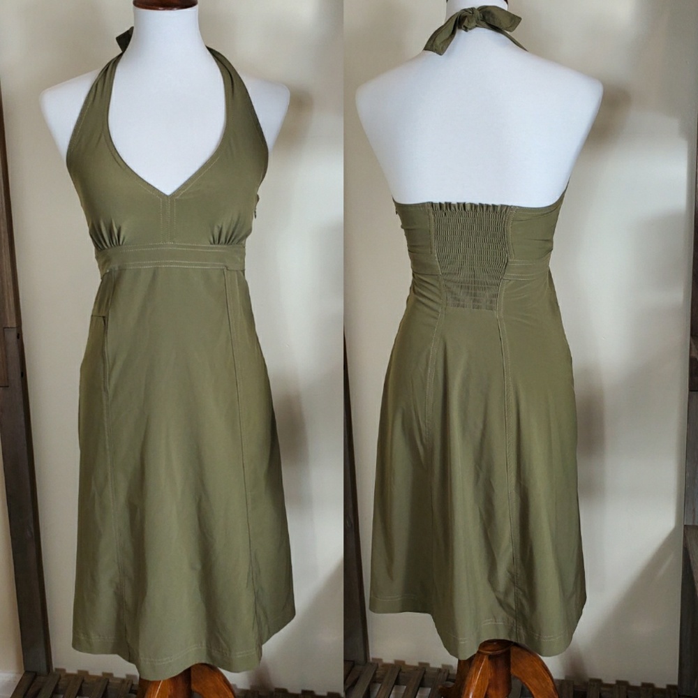 Athleta Pack Anywhere Olive Army Halter Dress